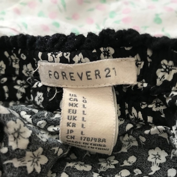 FOREVER 21 Floral Mini Dress M Fit Black Off White Waist Tie Buttons - Picture 12 of 16